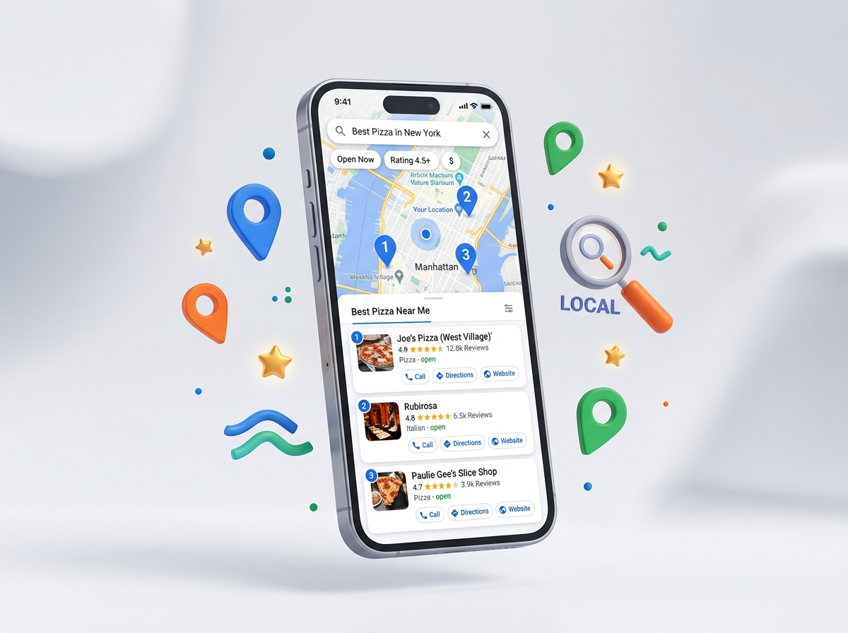 Google Maps Local 3-Pack on smartphone screen