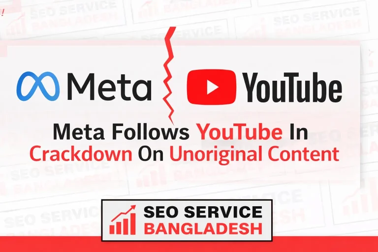 Meta follows YouTube in crackdown on unoriginal content, showing Meta and YouTube logos with a warning theme about duplicate and reused content policies